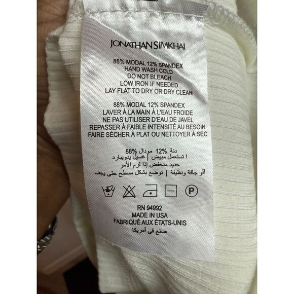 NWT Jonathan Simkhai White Ribbed Knit Cami Top Attached Long Sleeved Shrug Sz L - Picture 9 of 12